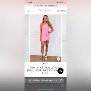 Bella and Bloom boutique Off shoulder pink dress size Large